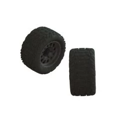 Arrma 1/10 Dboots Katar MT Pre-Mounted Tires On14mm Hex Gun Metal Wheels (2)