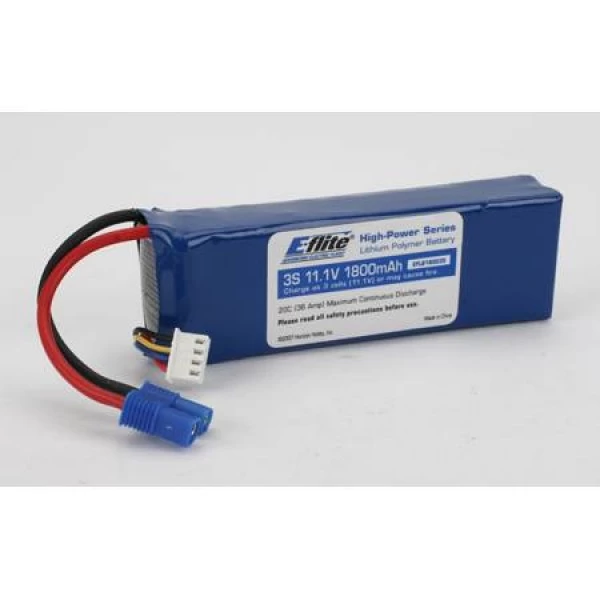 E-Flite LiPo Battery 1800mAh 20C 11.1V (3S) With EC3 Connector 1 E-Flite LiPo Battery 1800mAh 20C 11.1V (3S) With EC3 Connector