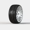 PMT Tires Carved RALLY18 "Soft" Q03, Spoked White Rims (2)