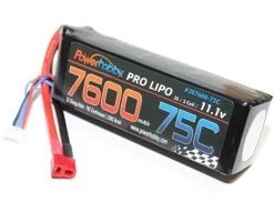 Power Hobby 7600mAh 11.1V 3S 75C Lipo Battery With Hardwired T-Plug Connector