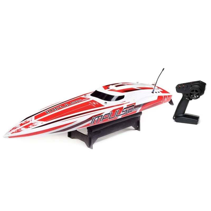 The Pro Boat Impulse 32" Brushless Deep-V RTR Boat With Smart, White/Red 6 The Pro Boat Impulse 32" Brushless Deep-V RTR Boat With Smart, White/Red - Image 6