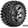 Roapex Mounted Rhythm 1/10 Stadium Truck Tires, Chrome Black Wheels, 0 Offset (2)