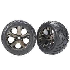 Traxxas Pre-assembled Front Anaconda Tires & All-Star Wheels, Black Chrome (2)