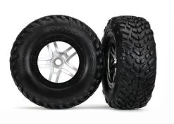 Traxxas 2.2"/3.0" Assembled S1 SCT Tires & Black Satin Chrome Beadlock Style Wheel (TSM) (2)